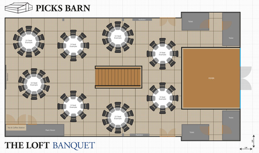 Picks Barn Loft Banquet Layout Image