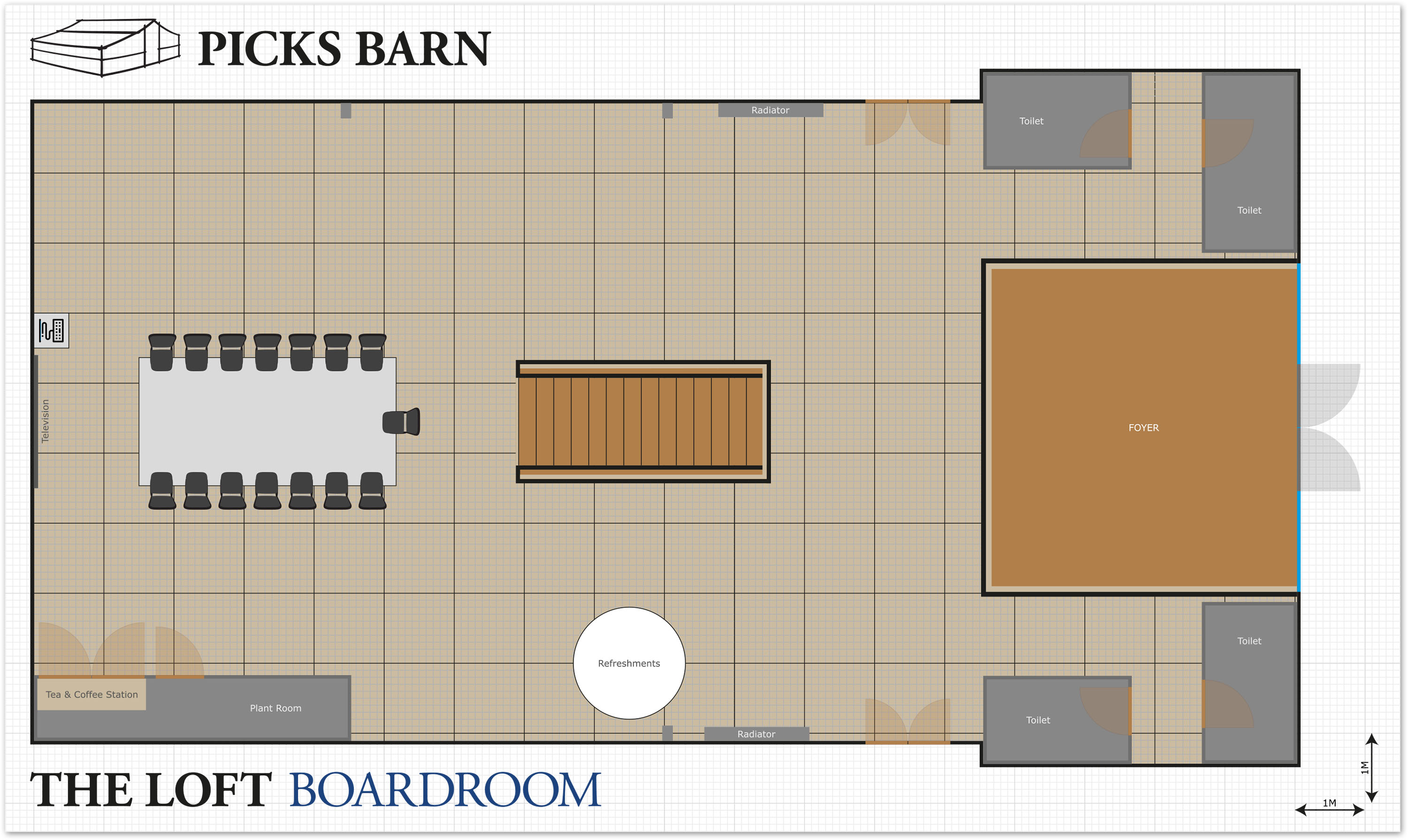 Picks Barn Loft Boardroom Layout Image