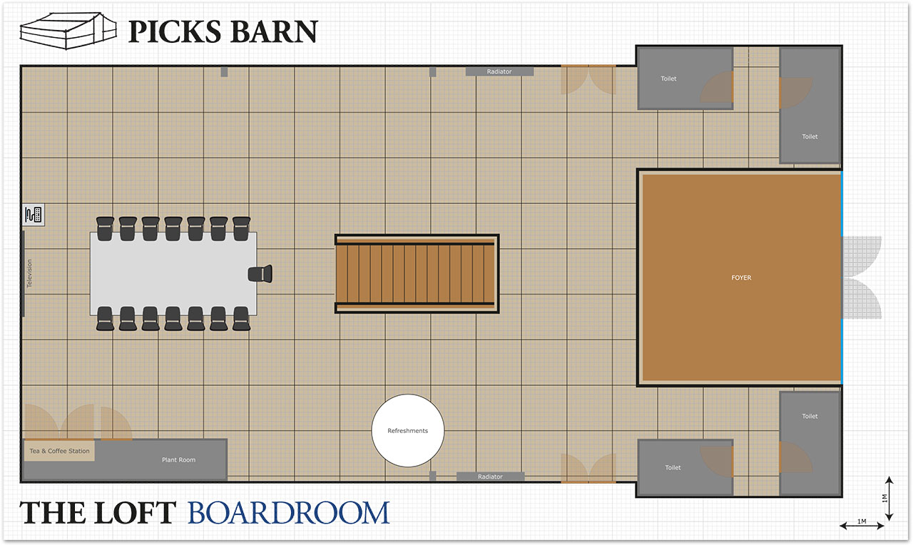Picks Barn Loft Boardroom Layout Image