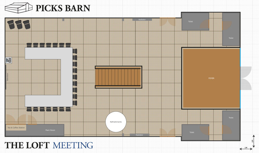 Picks Barn Loft Meeting Layout Image