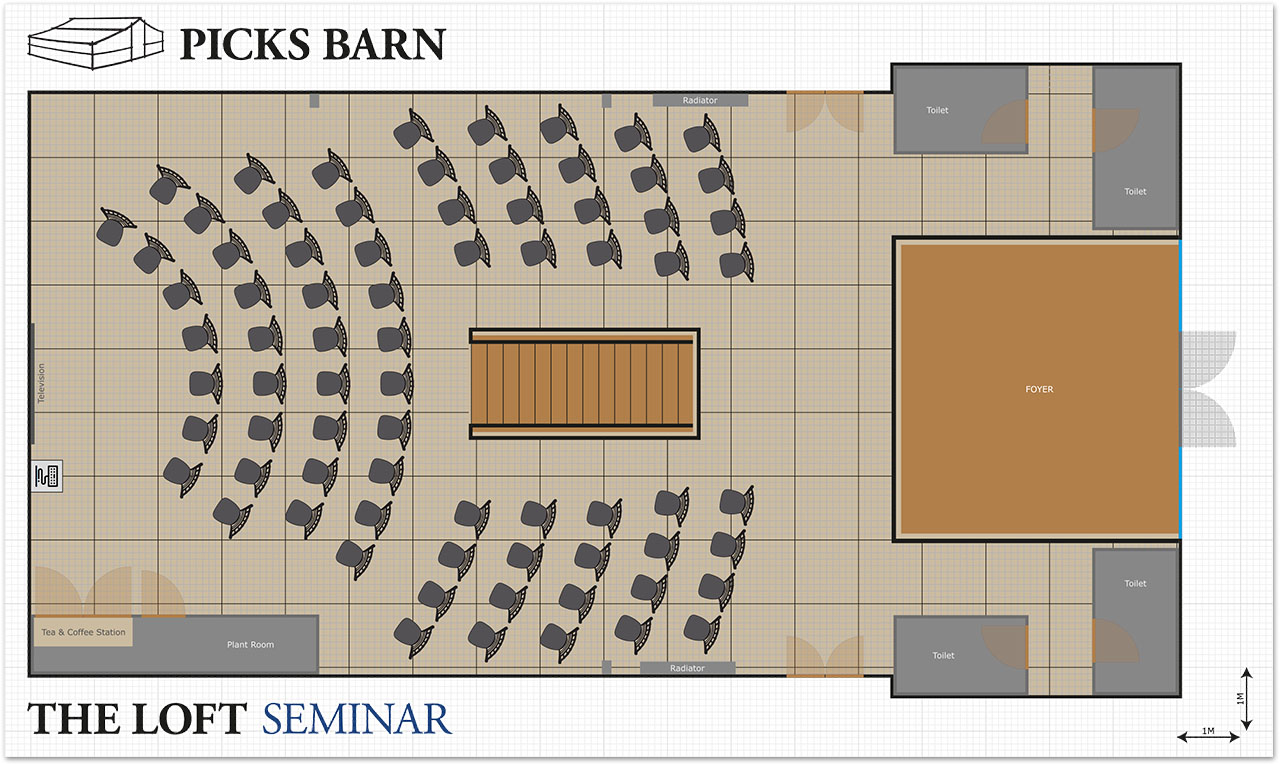 Picks Barn Loft Seminar Layout Image