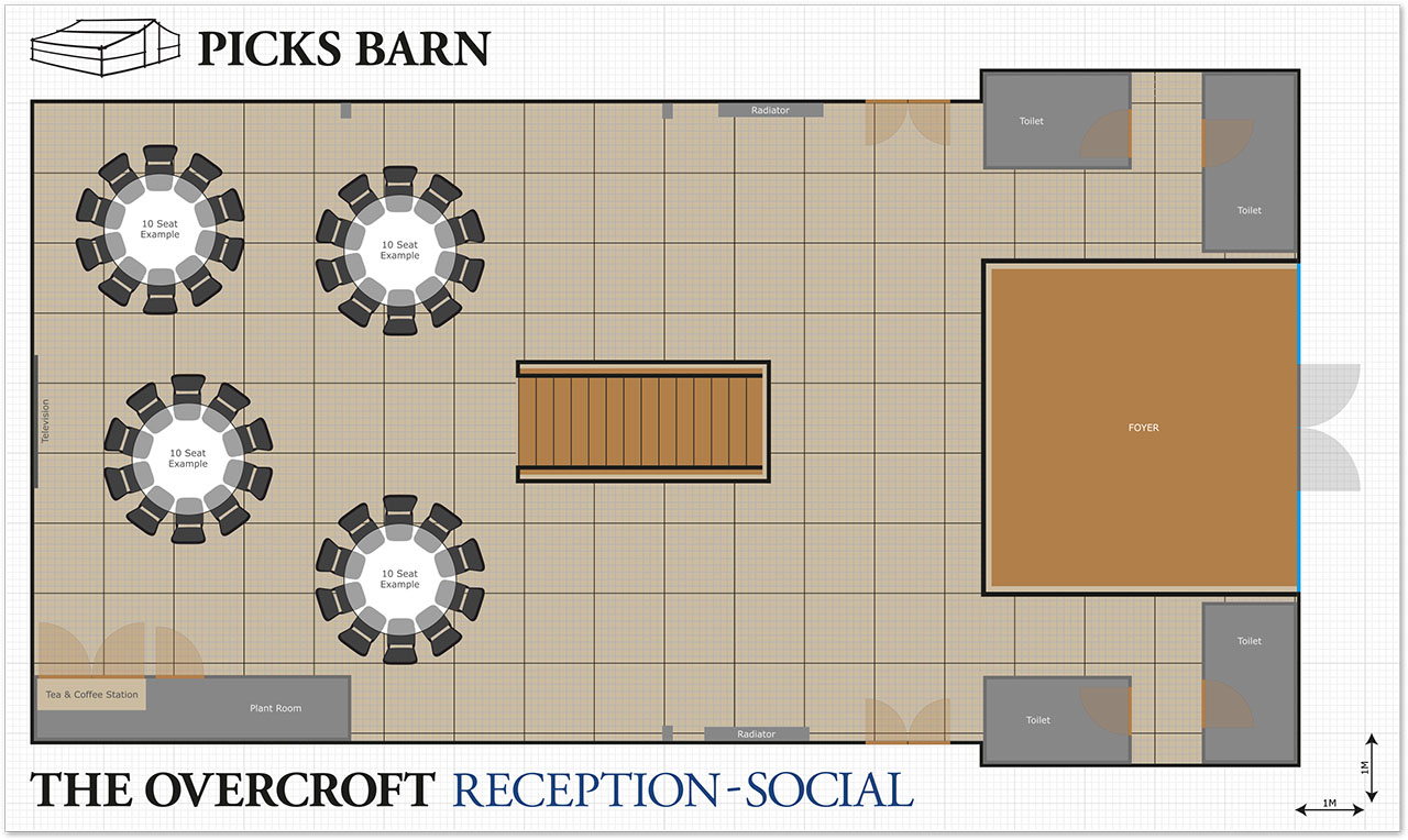 Picks Barn Overcroft Reception Social Layout Image