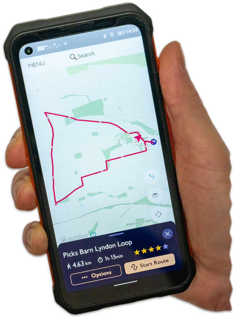 Image of a mobile phone running the OS Maps app