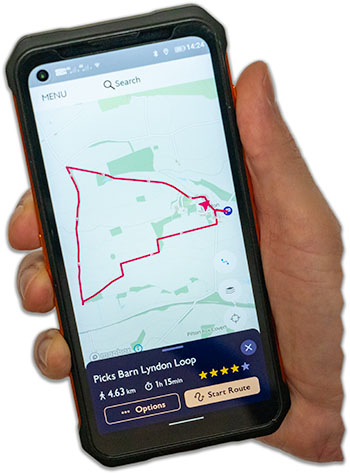 Image of a mobile phone running the OS Maps app